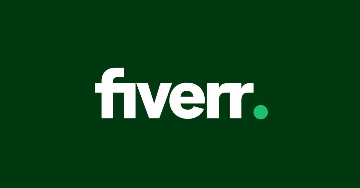 Fiverr logo (white text on dark green abckground)