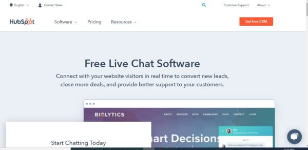 Live chat hubspot Track HubSpot
